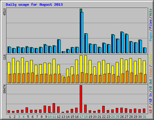 Daily usage for August 2013