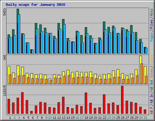 Daily usage for January 2016