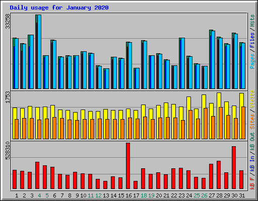 Daily usage for January 2020