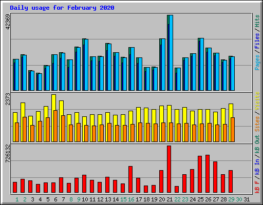 Daily usage for February 2020