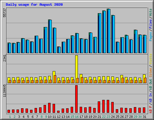 Daily usage for August 2020