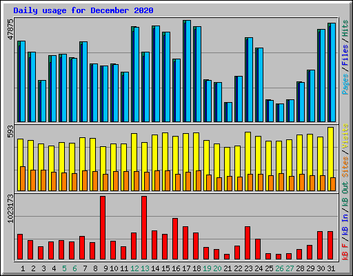 Daily usage for December 2020