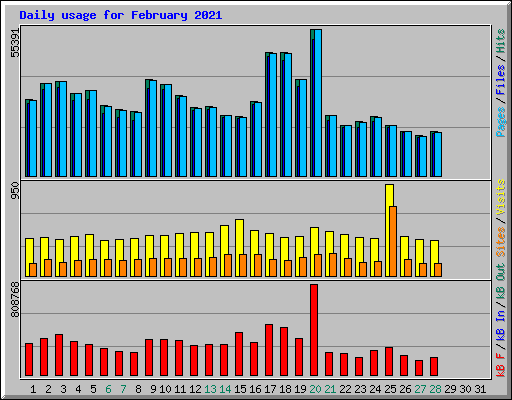 Daily usage for February 2021