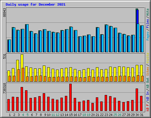 Daily usage for December 2021